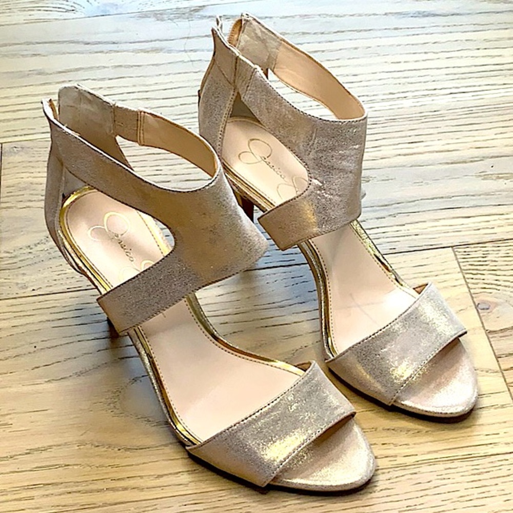 Jessica Simpson shimmer gold heels